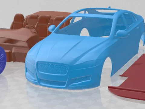 Jaguar XF 2016 Yazdırılabilir Araba 3D Baskı Modeli