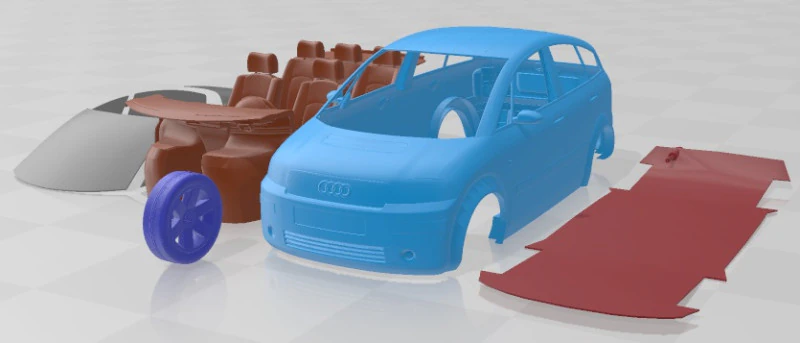 Audi A2 2002 Printable Car 3D Print Model .c4d .max .obj .3ds .fbx .stl .blend 