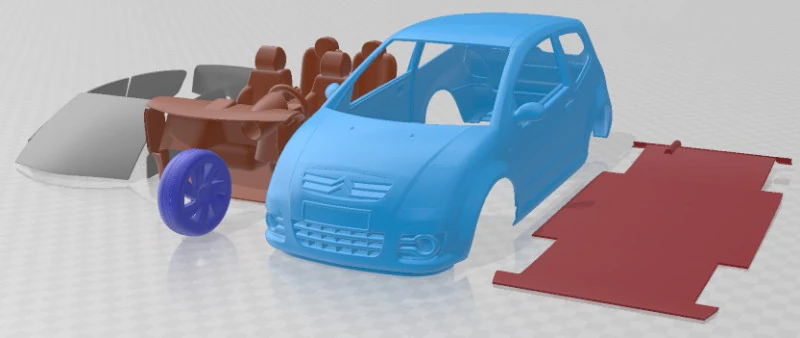 Citroen C2 2008 Printable Car 3D Print Model .c4d .max .obj .3ds .fbx .stl .blend 
