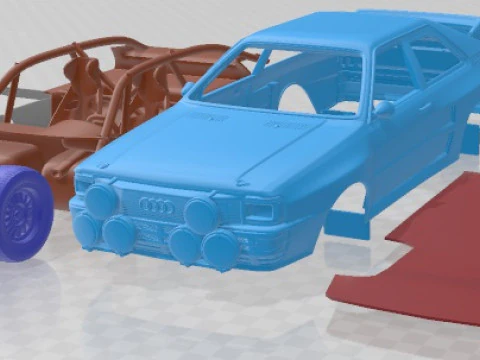Carro imprim&iacute;vel Audi Quattro A2 1981 Modelo de Impressão 3D