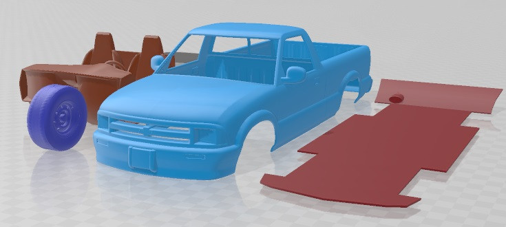 Chevrolet S10 Single Cab 1994 Printable Car 3D प्रिंट मॉडल .c4d .max .obj .3ds .fbx .stl .blend 