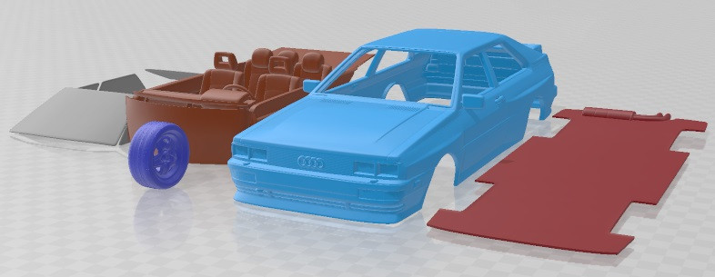 Audi Quattro 1980 Printable Car 3D Print Model .c4d .max .obj .3ds .fbx .stl .blend 