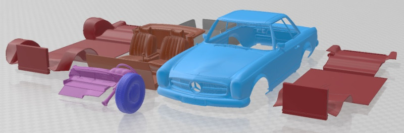 Mercedes Benz 280 SL Pagoda Hardtop Rigged 1969 Printable Car 3D Принт Модель .c4d .max .obj .3ds .fbx .stl .blend 