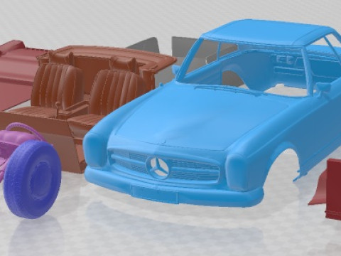 Mercedes Benz 280 SL Pagoda Hardtop Rigged 1969 Printable Car Modèles 3D en vedette