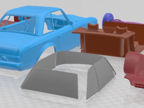Mercedes Benz 280 SL Pagoda Hardtop Rigged 1969 Printable Car 3D Принт Модель