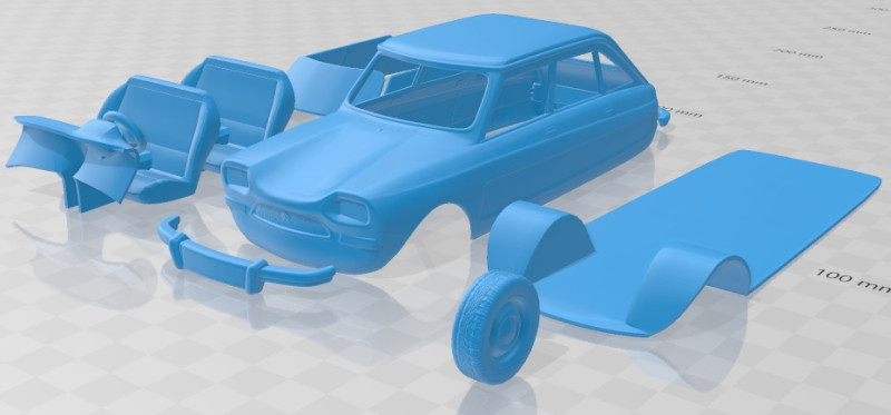 Citroen Ami 1969 Printable Car Model Cetak 3D .c4d .max .obj .3ds .fbx .stl .blend 