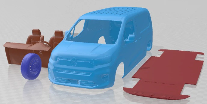 Citroen e Berlingo Van LWB 2024 Printable 3D Print Model .c4d .max .obj .3ds .fbx .stl .blend 