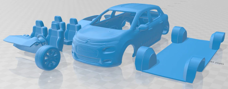 Citroen C3 2017 Printable Car 3D Print Model .c4d .max .obj .3ds .fbx .stl .blend