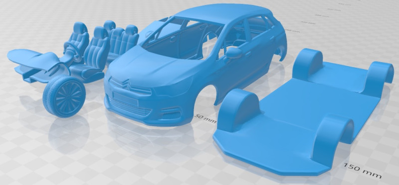 Citroen C4 2011 Printable Car 3D 打印模型 .c4d .max .obj .3ds .fbx .stl .blend