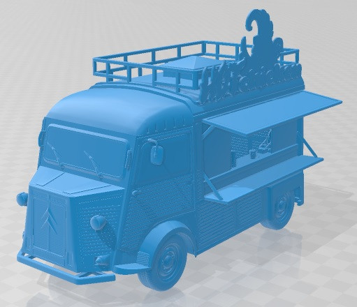 Citroen Type H Food Van Printable 3D Print Model .c4d .max .obj .3ds .fbx .stl .blend 