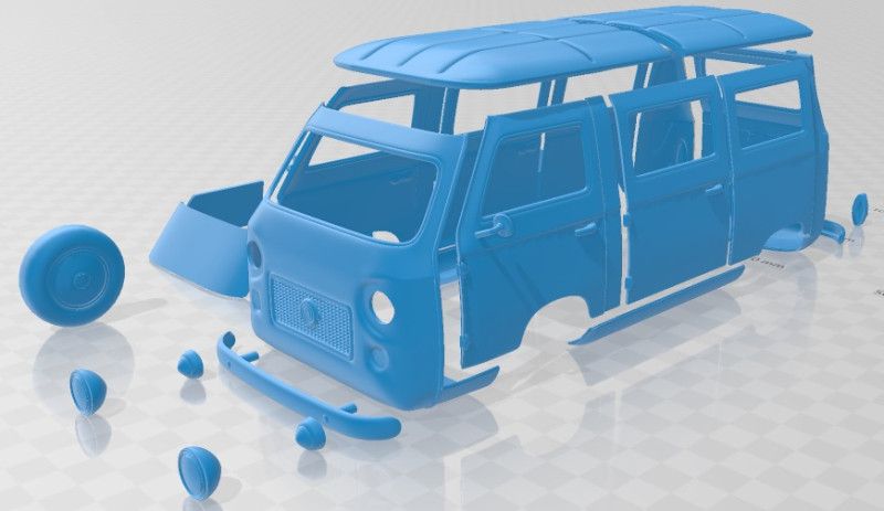 Fiat 850 Familiare Printable Van 3D Принт Модель .c4d .max .obj .3ds .fbx .stl .blend 