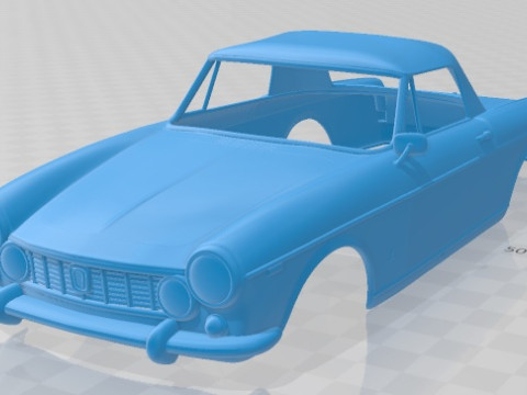 Fiat 1600 S Cabriolet 1963 Printable Body Car 3D Print Model