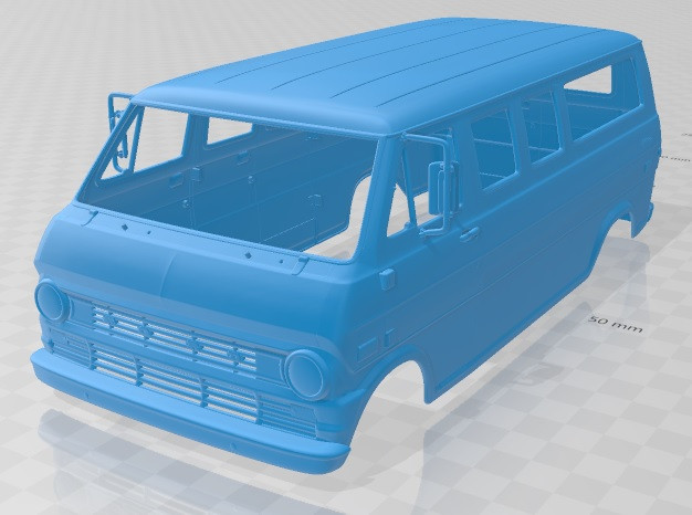 E Series Econoline Wagon 1971 Printable Body Van 3D Принт Модель .c4d .max .obj .3ds .fbx .stl .blend