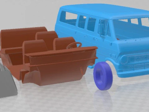 E Series Econoline Wagon 1971 Printable Van 3D Print Model