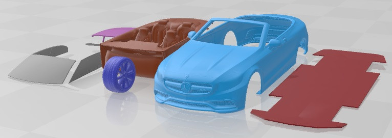 Mercedes Benz S63 AMG Cabriolet 2017 Printable Car 3D 打印模型 .c4d .max .obj .3ds .fbx .stl .blend 