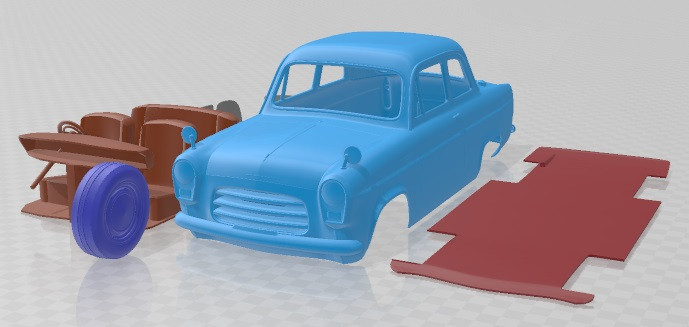 Anglia 100E 1953 Printable Car Model Cetak 3D .c4d .max .obj .3ds .fbx .stl .blend 