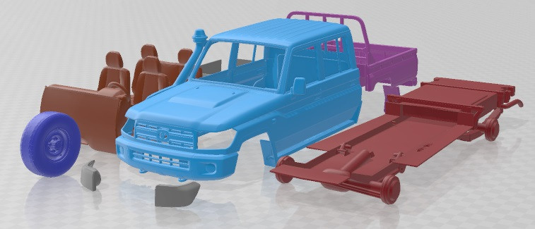 Toyota Land Cruiser J79 DoubleCab Pickup 2012 Printable Car 3D Baskı Modeli .c4d .max .obj .3ds .fbx .stl .blend 