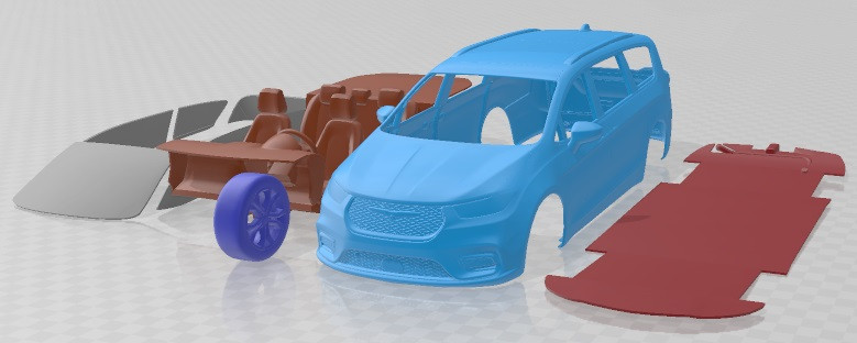 Chrysler Pacifica 2021 Printable Car 3Dプリントモデル .c4d .max .obj .3ds .fbx .stl .blend 