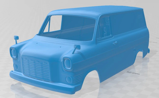 Transit 1965 Printable Body Van 3D Print Model .c4d .max .obj .3ds .fbx .stl .blend