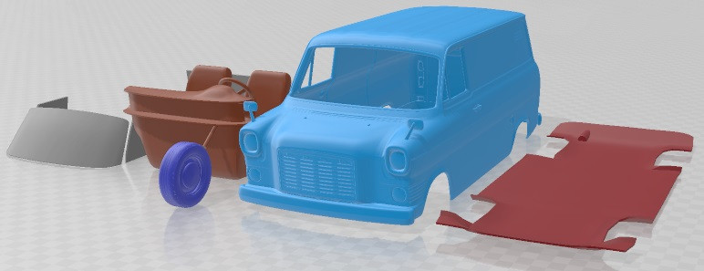 Transit 1965 Printable Van in separate parts 3D Print Model .c4d .max .obj .3ds .fbx .stl .blend 