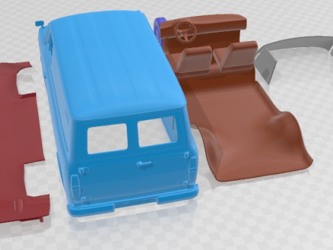 Transit 1965 Printable Van in separate parts 3D Print Model