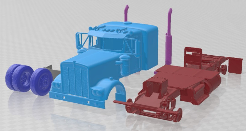 Kenworth W900 1974 Printable Cabin Truck 3D प्रिंट मॉडल .c4d .max .obj .3ds .fbx .stl .blend 