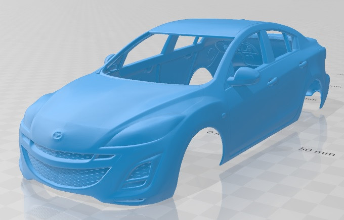 Mazda 3 Sedan 2011 Printable Body Car 3D Print Model .c4d .max .obj .3ds .fbx .stl .blend 
