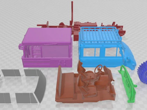 Mercedes Benz Unimog 416 1976 Doka afdrukbare vrachtwagen 3D printmodel