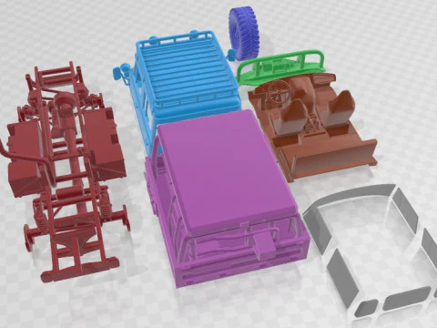 Mercedes Benz Unimog 416 1976 Doka afdrukbare vrachtwagen 3D printmodel