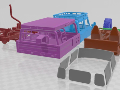Mercedes Benz Unimog 416 1976 Doka afdrukbare vrachtwagen 3D printmodel