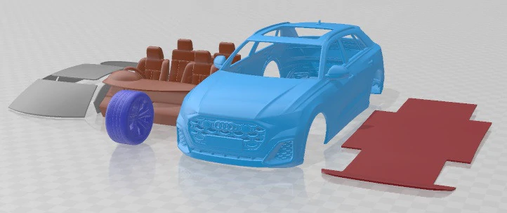 Audi Q8 50 TDI Quattro S line UK Spec 2024 Printable Car 3D Print Model .c4d .max .obj .3ds .fbx .stl .blend 