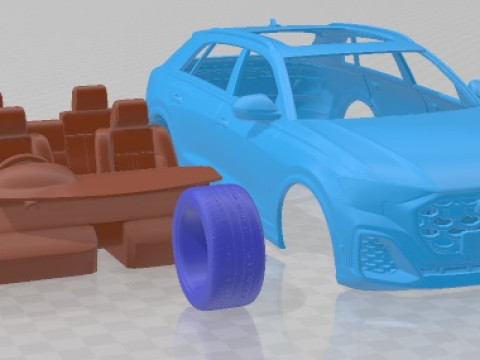 Audi Q8 50 TDI Quattro S line UK Spec 2024 Printable Car Modèles 3D en vedette