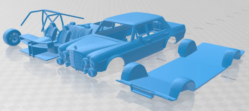 Mercedes Benz 300 SEL AMG Red Pig 1969 Printable Car 3D Print Model .c4d .max .obj .3ds .fbx .stl .blend 