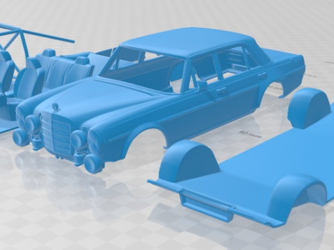 Mercedes Benz 300 SEL AMG Red Pig 1969 Printable Car 3D Print Model