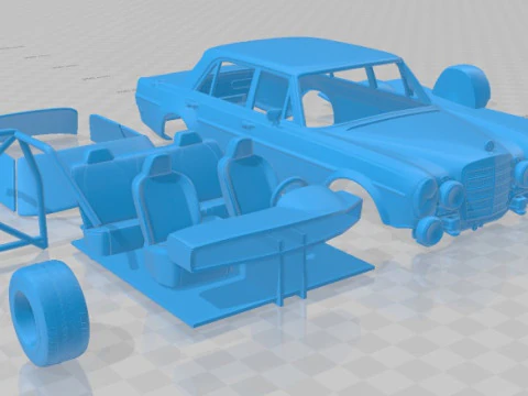 Mercedes Benz 300 SEL AMG Red Pig 1969 Printable Car 3D Print Model