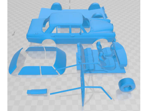 Mercedes Benz 300 SEL AMG Red Pig 1969 Printable Car 3D Print Model