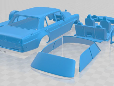 Mercedes Benz 300 SEL AMG Red Pig 1969 Printable Car 3D Print Model