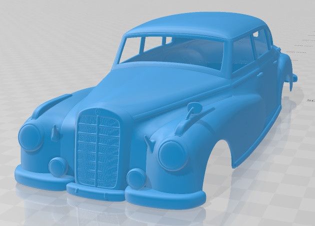 Mercedes Benz 300 W186 Limousine 1951 Printable Body Car Model Cetak 3D .c4d .max .obj .3ds .fbx .stl .blend