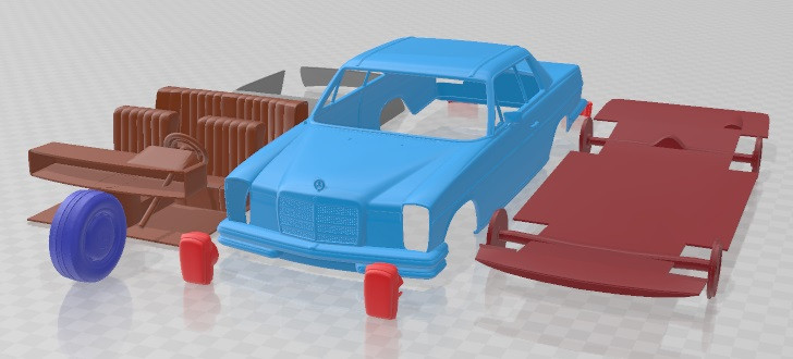 Mercedes Benz W114 1968 Printable Car 3D Print Model .c4d .max .obj .3ds .fbx .stl .blend 