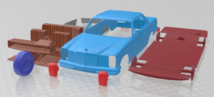 Mercedes Benz W114 1968 Printable Car 3D Print Model .c4d .max .obj .3ds .fbx .stl .blend 