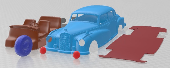 Mercedes Benz 300 W186 Limousine 1951 Printable Car Modello di stampa 3D .c4d .max .obj .3ds .fbx .stl .blend 