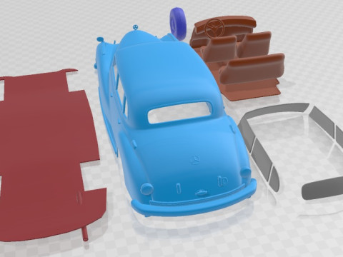 Mercedes Benz 300 W186 Limousine 1951 Printable Car Modello di stampa 3D
