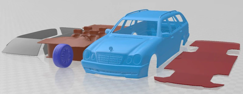 Mercedes Benz E Class Wagon 1999 Printable Car 3D Print Model .c4d .max .obj .3ds .fbx .stl .blend 