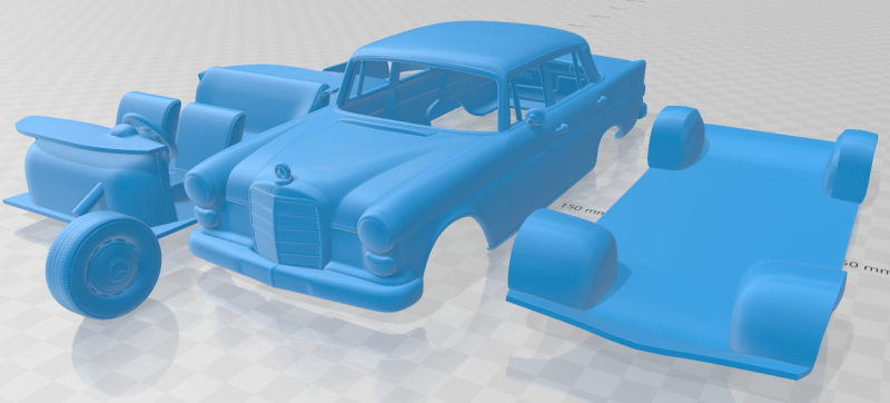 Mercedes Benz W110 1966 Printable Car 3D Print Model .c4d .max .obj .3ds .fbx .stl .blend 