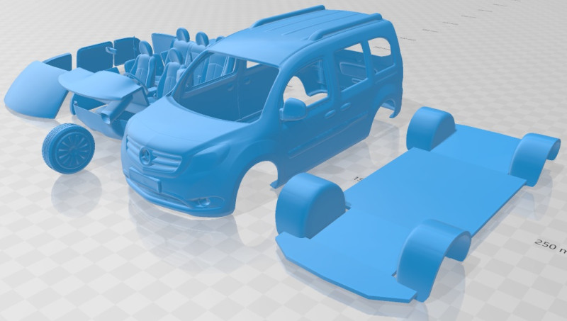 Mercedes Citan Printable Van 3Dプリントモデル .c4d .max .obj .3ds .fbx .stl .blend 