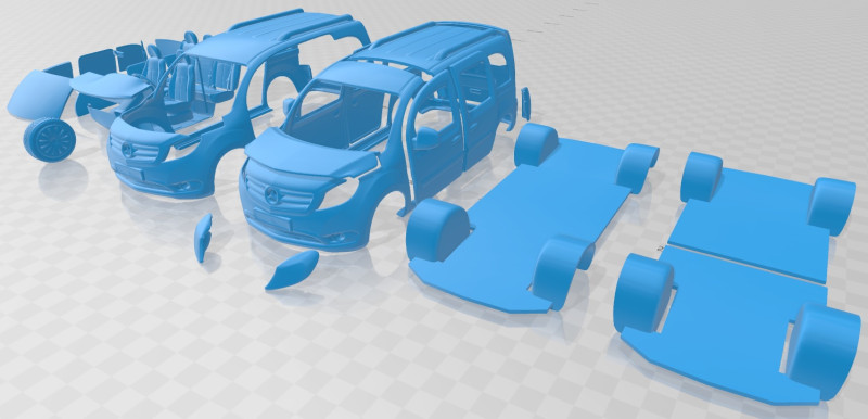 Mercedes Citan Printable Van 3Dプリントモデル .c4d .max .obj .3ds .fbx .stl .blend 