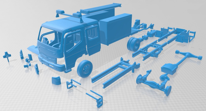 Mitsubishi Fuso Canter FG Fire Truck 2016 Printable 3D Print Model .c4d .max .obj .3ds .fbx .stl .blend 