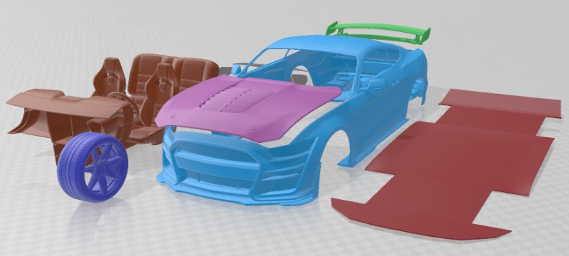 Mustang Shelby GT500 2020 V2 Printable Car Modello di stampa 3D .c4d .max .obj .3ds .fbx .stl .blend 