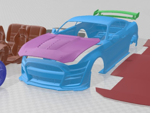 Mustang Shelby GT500 2020 V2 Printable Car 3D Print Model