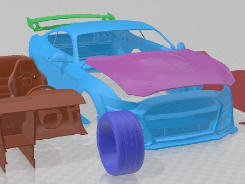Mustang Shelby GT500 2020 V2 Printable Car Modello di stampa 3D